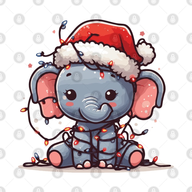 Christmas Elephant with Santa Hat by Heartsake