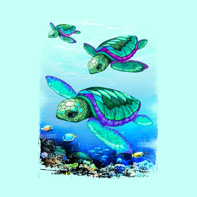 Sea Turtles Dance by BluedarkArt