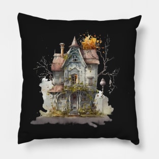 Goblincore house creepy cute house Pillow