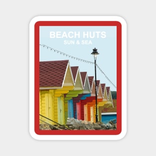 Beach Huts. Sun and Sea Summer. travel poster design Gift Magnet