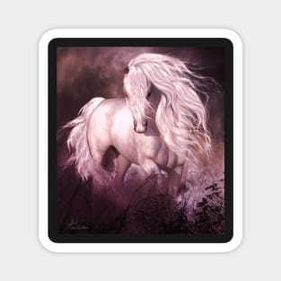 White horse with long mane Magnet