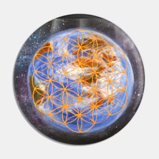 Sacred geometry - earth with flower of life Pin