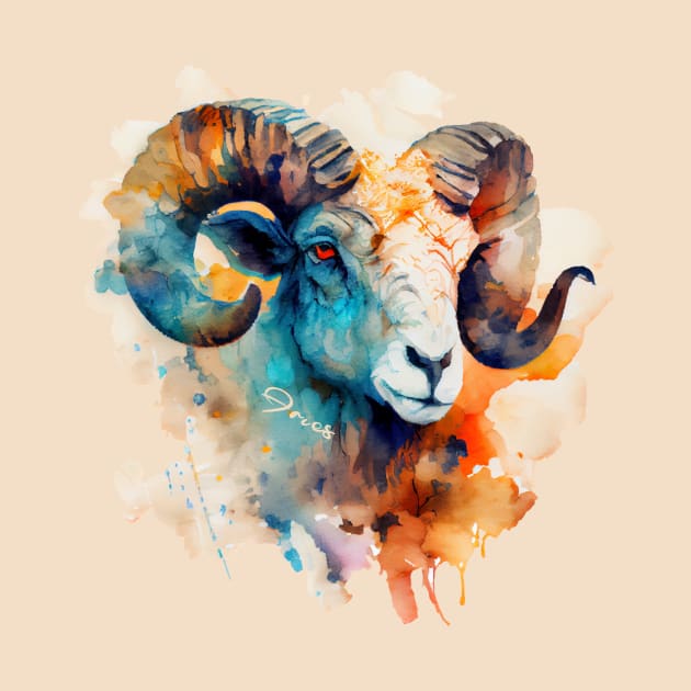 Zodiac Sign ARIES - Watercolour Illustration of astrology Aries by KOTOdesign