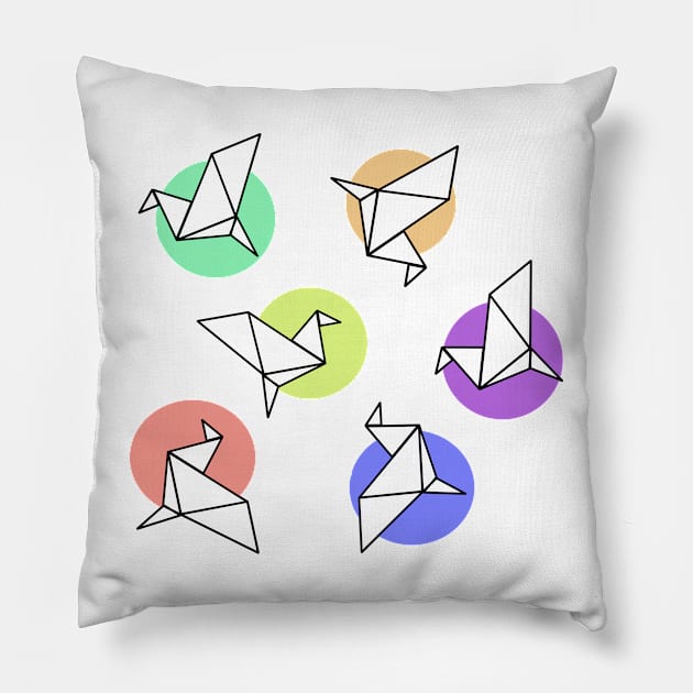 Colorful paper crane 2 Pillow by Nezumi1998