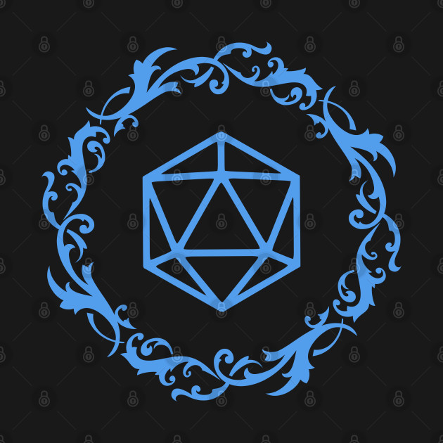 Disover Magical Polyhedral D20 Dice Blue Tabletop Roleplaying RPG Gaming Addict - Critical Role - T-Shirt