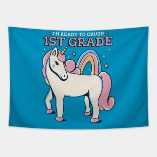 Ready to Crush 1st Grade Cute Unicorn Back to School First Grade Tapestry