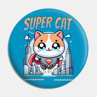 Funny Super Cat Newyork City Kawaii Pin