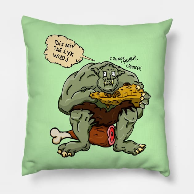 Troll Eating Wood Pillow by fixedthor