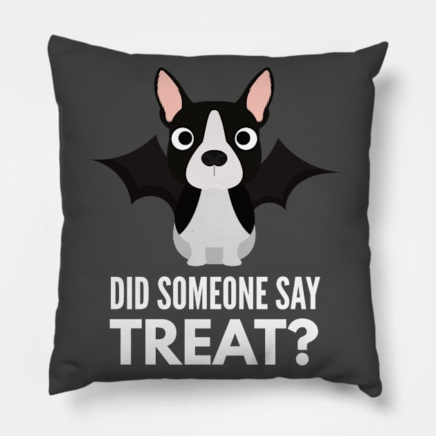 Boston Terrier Halloween Trick or Treat Pillow by DoggyStyles