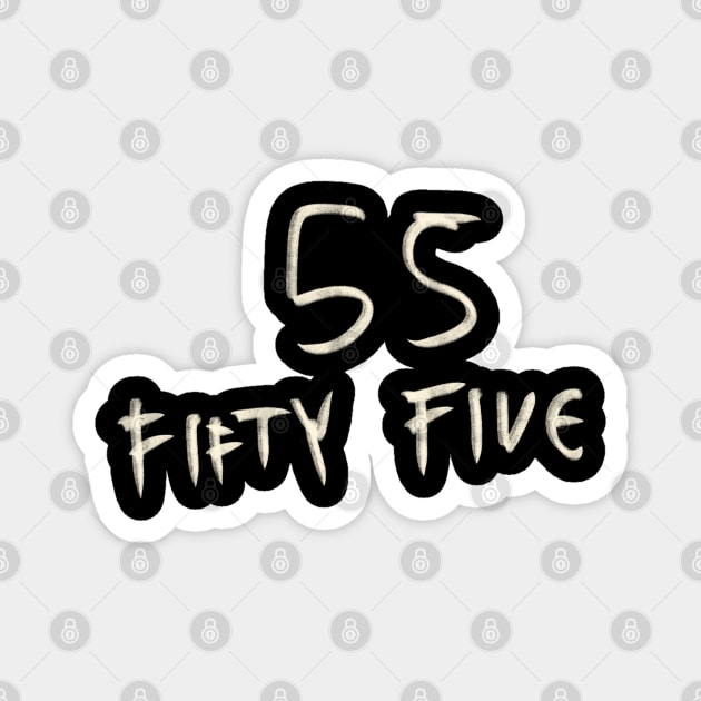 Hand Drawn Letter Number 55 Fifty Five Magnet by Saestu Mbathi