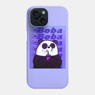 Purple Aesthetic Panda with Bubble Tea Phone Case