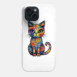 Colorful Doodle art cat Phone Case