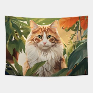 Purrfect Harmony: Cats and Plants Tapestry