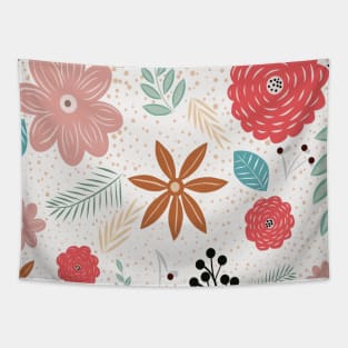 Red Pink Blue Yellow Flower Pattern Layers Tapestry