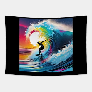 Colorful Surfer Design with Sun Tapestry