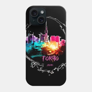 Modern Colorful Tokyo Japan cityscape Phone Case