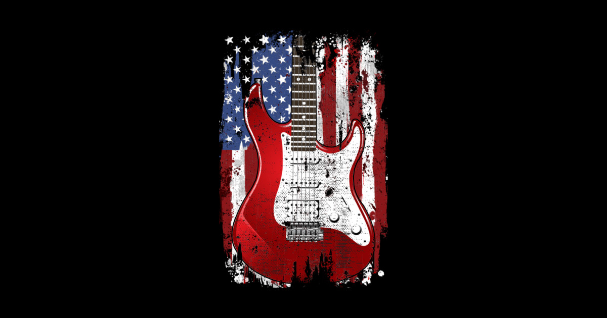 Electric Guitar American Flag Patriotic Guitarist Gift - Electric ...