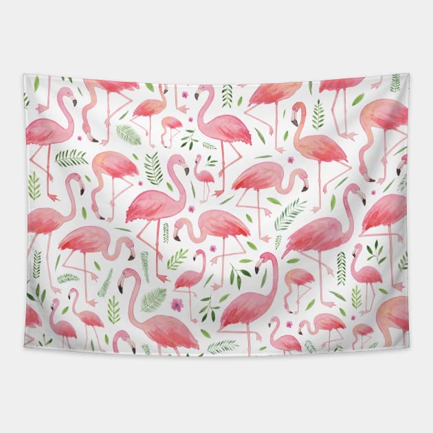 Pink Floral Flamingos! Tapestry by Elena_ONeill