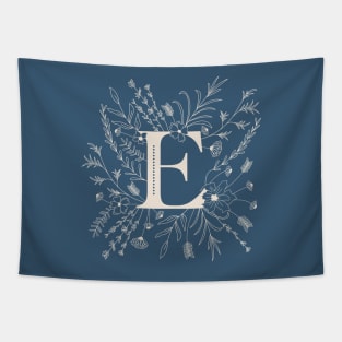 Botanical Letter E (Lake Blue) Tapestry