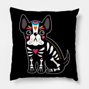 weiner dog Skull pug dog halloween Pillow