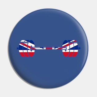 Union Jack Barbell Powerlifting Weight Lifting form Pin