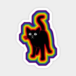 LGBTQ+ rainbow Black cat silhouette Magnet
