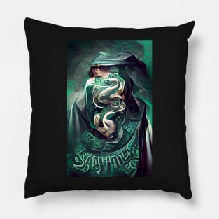 Emerald green snake flag print Pillow