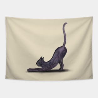 Big stretch! Purple Blob Cat - Hand Painted in Watercolour Tapestry