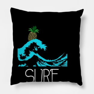 Pineapple at sea wave surf Pillow