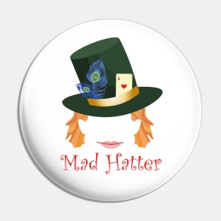 Mad hatter portrait Pin