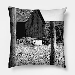 All the Queens Barn /Features Field of Queen Ann Lace/Fence Pillow