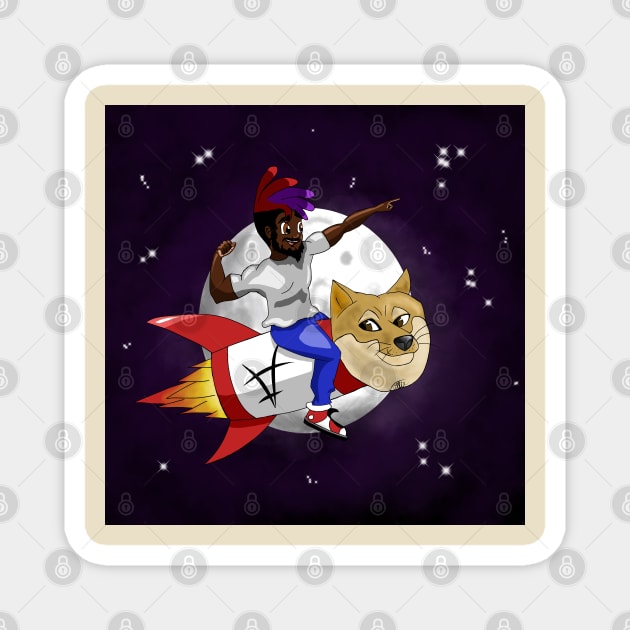 Veillie Starr- Dogecoin to the Moon! Magnet by Veilliestarr