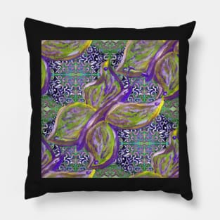 butterfly and swirls in purple and green pattern 2 Pillow
