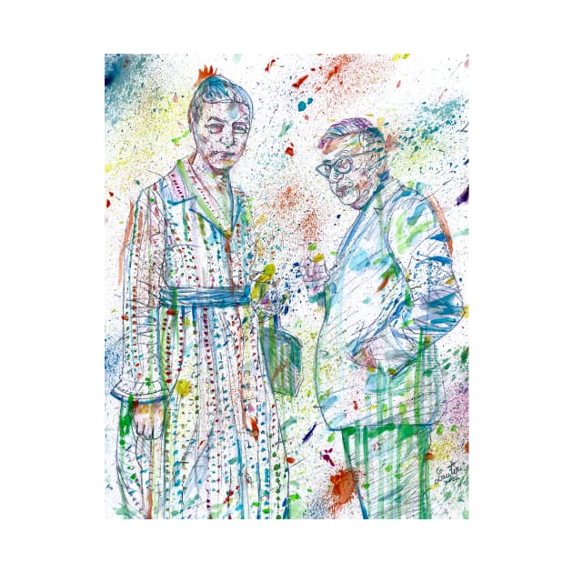 SARTRE and SIMONE DE BEAUVOIR watercolor portrait .2 by lautir