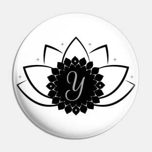 Y - Lotus Flower Monogram Pin