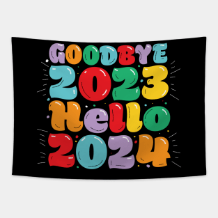 Goodbye 2023 hello 2024 New Years logo design Tapestry