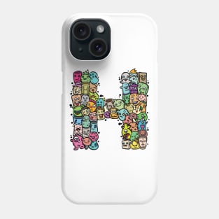 Alphabet Monster Doodle Letter H Monogram Phone Case