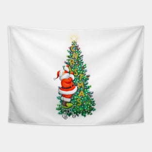 Santa Decorating Christmas Tree Tapestry