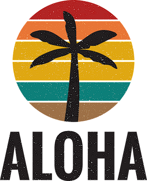 Aloha Palm Tree Sunset 70s Kids T-Shirt by notami