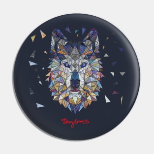 Geometric Wolf artwork Pin