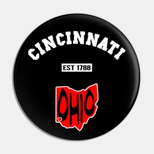 🐱‍👤 Cincinnati Ohio Strong, Black and Red Map, 1788, City Pride Pin