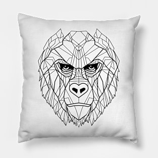 Geometric Gorilla Portrait: Angular Artistry Pillow
