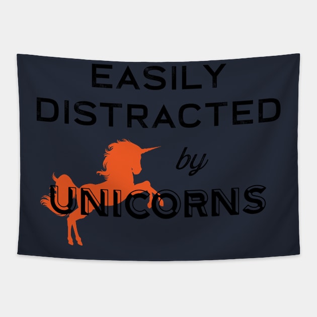 Easily Distracted By Unicorns Tapestry by teegear