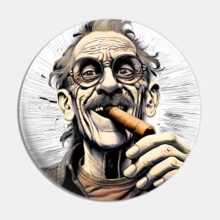 Cigar Smoker: Burning Issues; Missing My Two Front Teeth  on a light (knocked out) background Pin