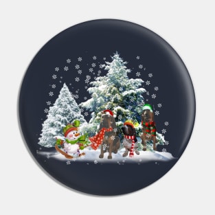 Bloodhound Basset Hound Snowman Christmas T shirt Pin