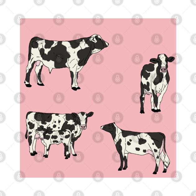 Holstein Cows Pattern Pink by TrapperWeasel