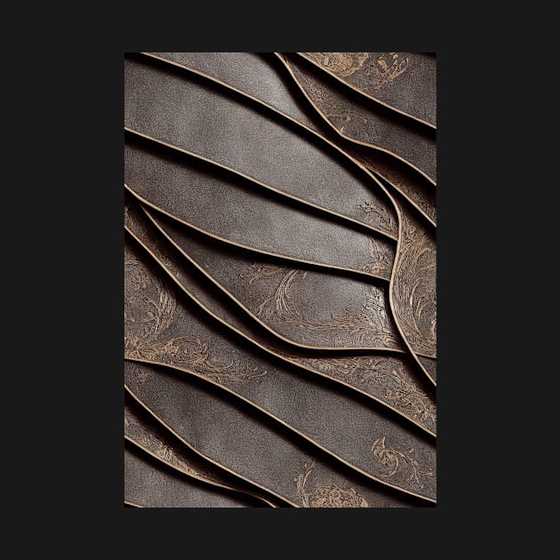 Dark Brown Ornamental Leather Stripes, natural and ecological leather print #41 by Endless-Designs