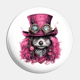 Pink Steampunk Dog #2 Pin