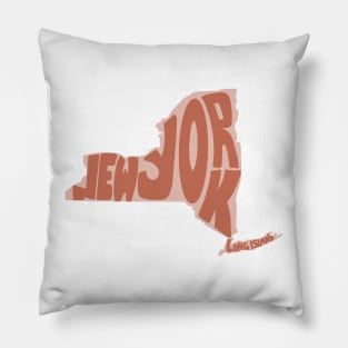 New York Map Outline Bubble Letters- red Pillow