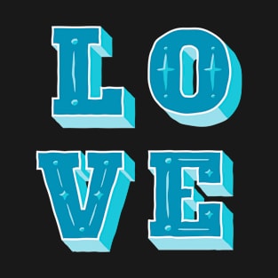 L O V E love block letters monogram light blue T-Shirt